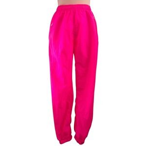 Vintage HOT DOGGER (L) Neon Pink Nylon Track Pants 90s Surf Skate Streetwear USA